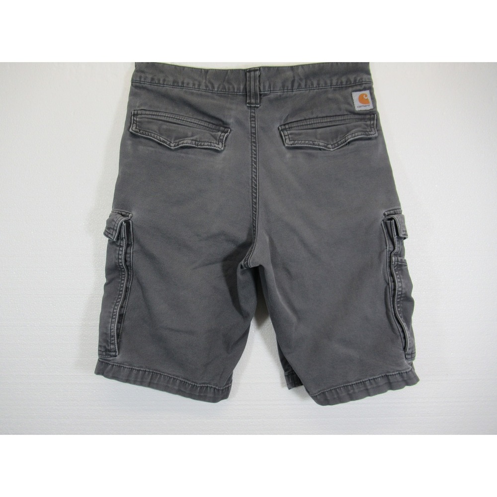 Carhartt Rigby Cargo Shorts Men 30 Gray Distressed 11" Inseam Canvas Workwear